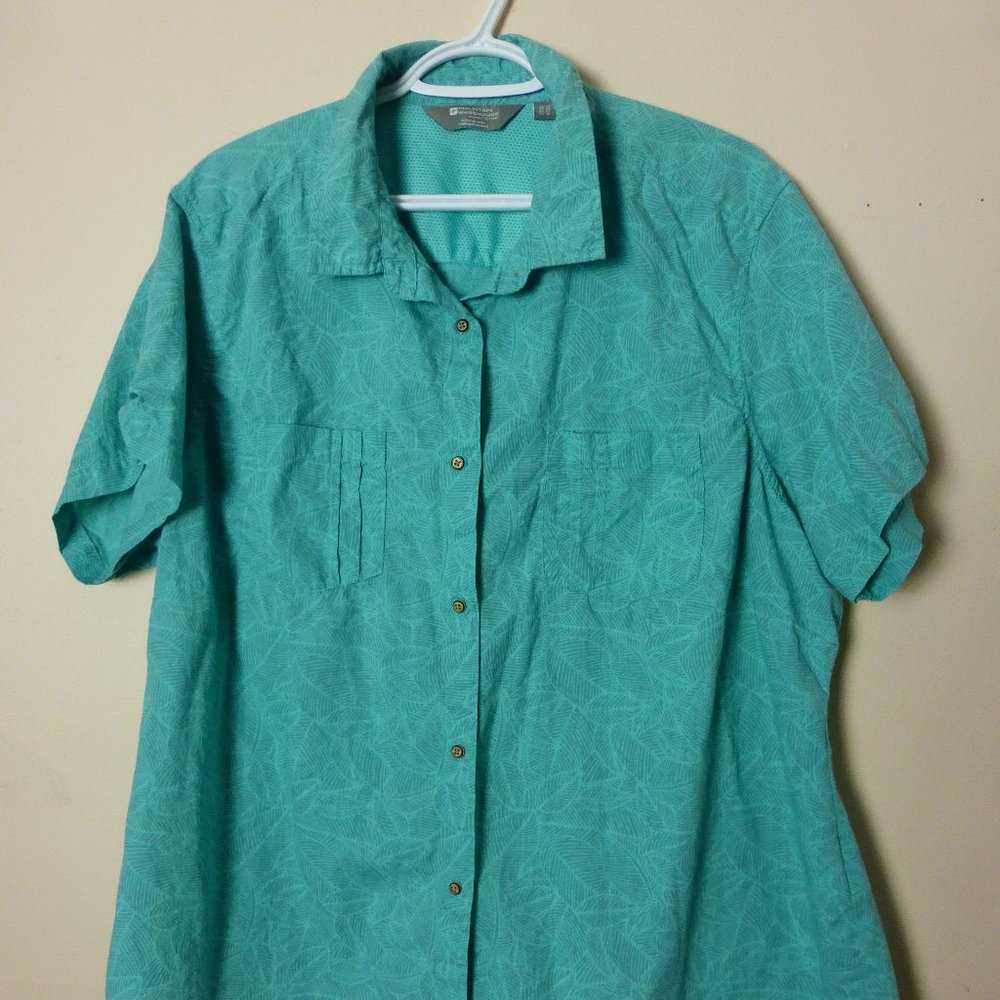 WOMEN'S MOUNTAIN WAREHOUSE BUTTON UP FRONT SHORT SLEEVE COCONUT PATTERN